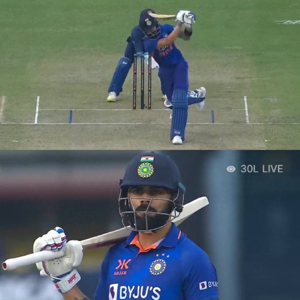 Allen_Aman_'s tweet photo. First match of 2023 and Virat Kohli started completing his half century with a Six. That's how good beginnings look like ❤️ https://t.co/4TVciYQVB4