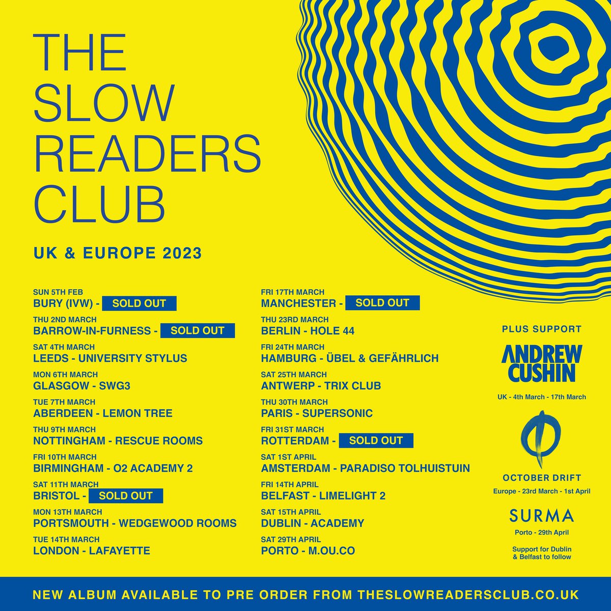 The Slow Readers Club tour is upcoming and looking really exciting! 

<a href="/octoberdrift/">October Drift</a> head out to support on their Europe dates too ❤️