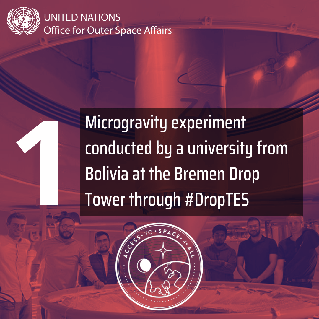 UNOOSA's tweet photo. #DYK in 2022 @UCBSanPablo team completed #DropTES experiment campaign at @ZARM_de?

With 5⃣ slots supported by @DLR_en, they utilized the Drop Tower in Bremen🇩🇪 to learn about the possibility of 3D printing🖨️ in microgravity.

Find out more👉https://t.co/OX469Go2iR

#UNOOSA2022 https://t.co/CMjrbP8Tk3
