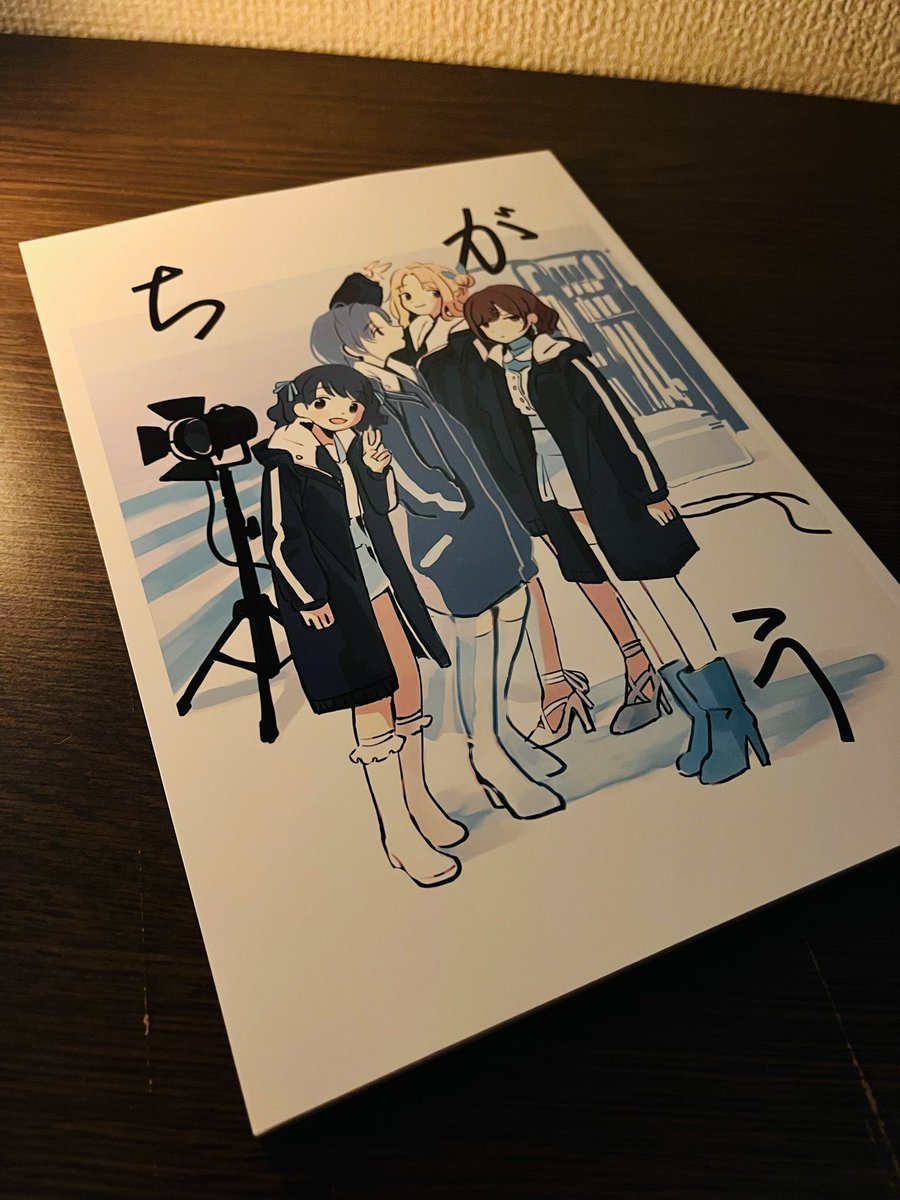 asakura toru ,fukumaru koito ,higuchi madoka multiple girls 4girls black hair photo (object) boots twintails camera  illustration images