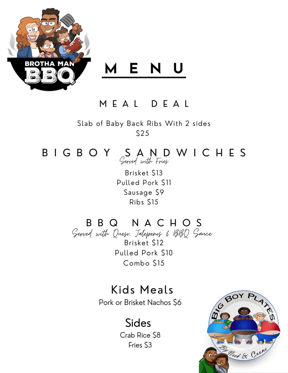 Countrycity79's tweet photo. #MartinLutherKingJrDay2023 January 16, 2023 you can find #Bigboyplates and #Brothamanbbq @ 907 S Orange Ave with a full Menu. Our #mealdeal of the day will be our #SlabofBabyBackRibs with 2 sides for $25😋😋 This will be a sold out event. You can pre-order up to January 15. https://t.co/dbHe29CAnc