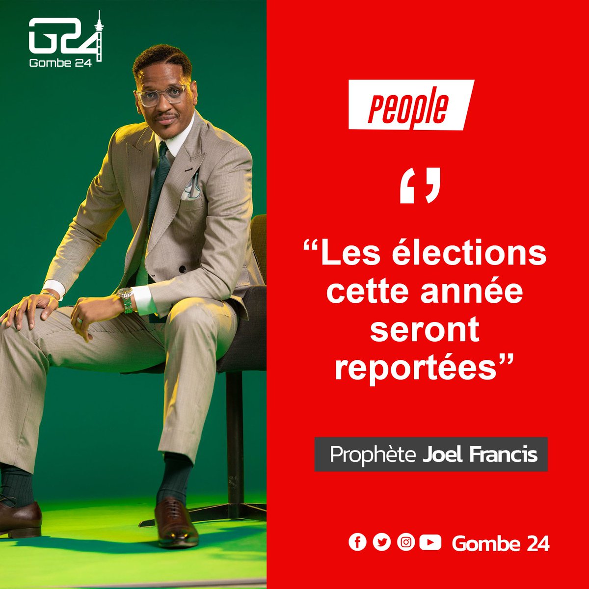 People : 
“Les élections cette année seront reportées ” (Selon la prophétie du Prophète Joël Francis Tatu)

#RDCongo #RDC23 #joelfrancistatu #Election #gombe24 #actualite