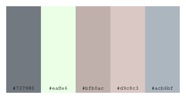 ColPaletteBot's tweet photo. Beep beep, here's a pretty color palette for you!
color-scheme.js parameters used:
- hue: 17
- variation: pale
- colors: #737980, #eaffe6, #bfb0ac, #d9c8c3, #acb6bf
Have a lovely day!
#twitterbot #colorpalette #colors #palette #prettycolors https://t.co/a90dU1vYmV