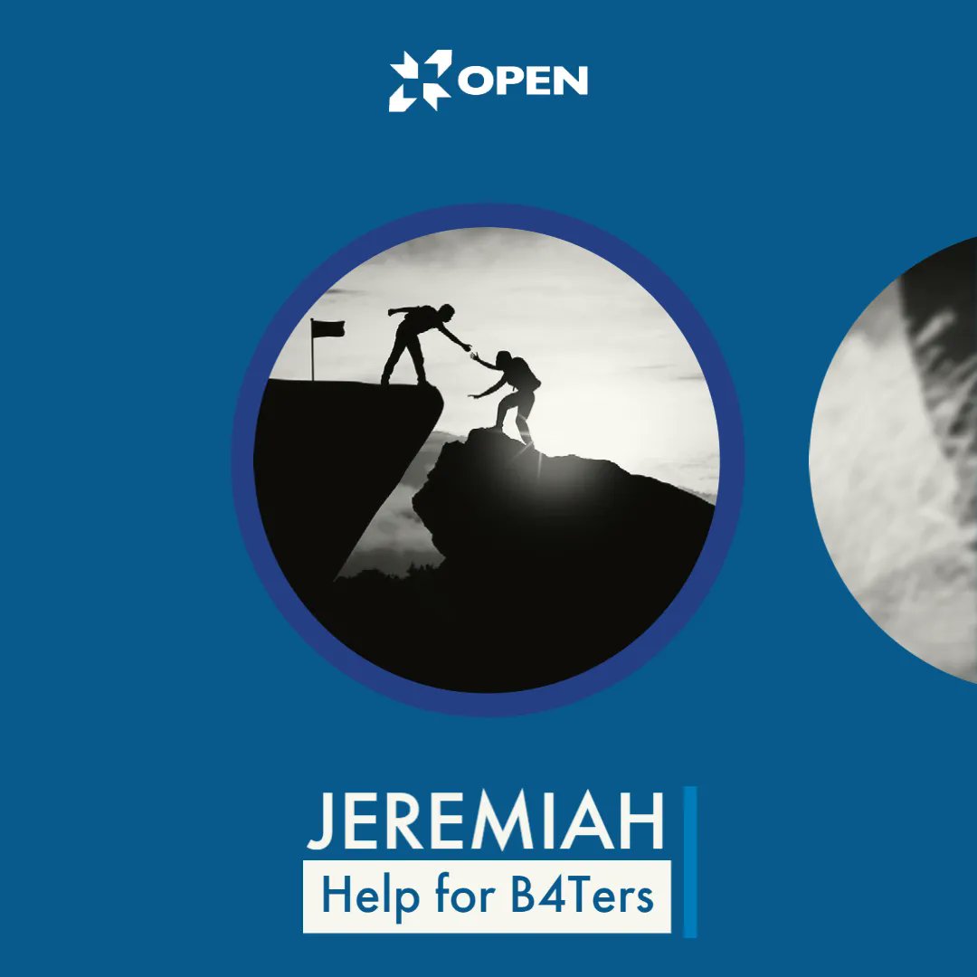 openb4t's tweet image. Jeremiah wrote a lot about God&apos;s plan, God&apos;s work, and our work within God&apos;s plan. This week, we embark on a new blog journey—through the book of Jeremiah—where we will see what encouragement God has for B4Ters. openusa.net/jeremiah-help-…

#B4T #OPEN #OPENUSA #B4Tblog