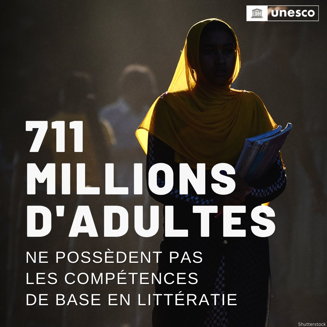 UNESCO_fr's tweet photo. Dans le monde, 771 millions de jeunes et d’adultes ne possèdent pas les compétences de base en littératie.

C’est 771 millions de trop.

Rendons l'alphabétisation accessible à tous, partout.

https://t.co/Vq3utnsAY1 https://t.co/Sxj0fGQqdd