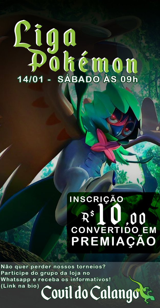 AMANHÃ no Covil tem Torneio Liga Pokémon (9h) - Inscrição: R$ 10,00 convertida em premiação.