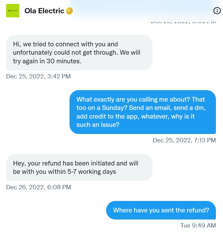 <a href="/OlaElectric/">Ola Electric</a> Is <a href="/OlaElectric/">Ola Electric</a> out of funds or just this inefficient that 5 months after a refund was requested, a month after they were "looking into it" and two weeks after they claim to have issued the refund, they're still "looking into it". #OlaElectricFraud #OlaElectricScam