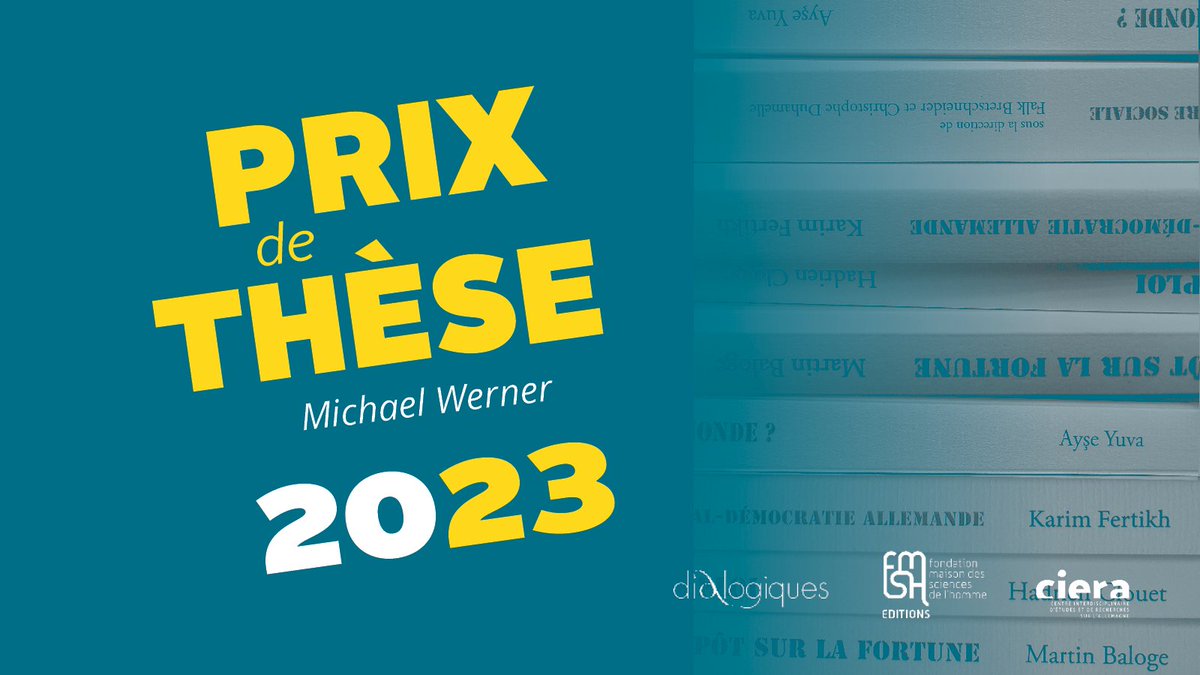 gipciera's tweet photo. Vous avez soutenu une thèse en lien avec l’espace 🇩🇪 dans l’une des disciplines des #SHS entre 2020 et 2022 ? Candidatez à notre prix de thèse Michael Werner. La thèse récompensée sera publiée aux @EditionsMSH 
Envoyez vos candidatures avant le 01/02 : https://t.co/PtJjjSluin https://t.co/p9xC5nj2Am