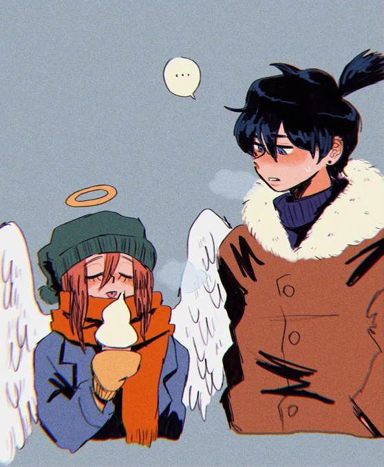 aki only agrees to get angel ice cream during winter because he knows he'll want a hug afterward ❄️⛄️ 
