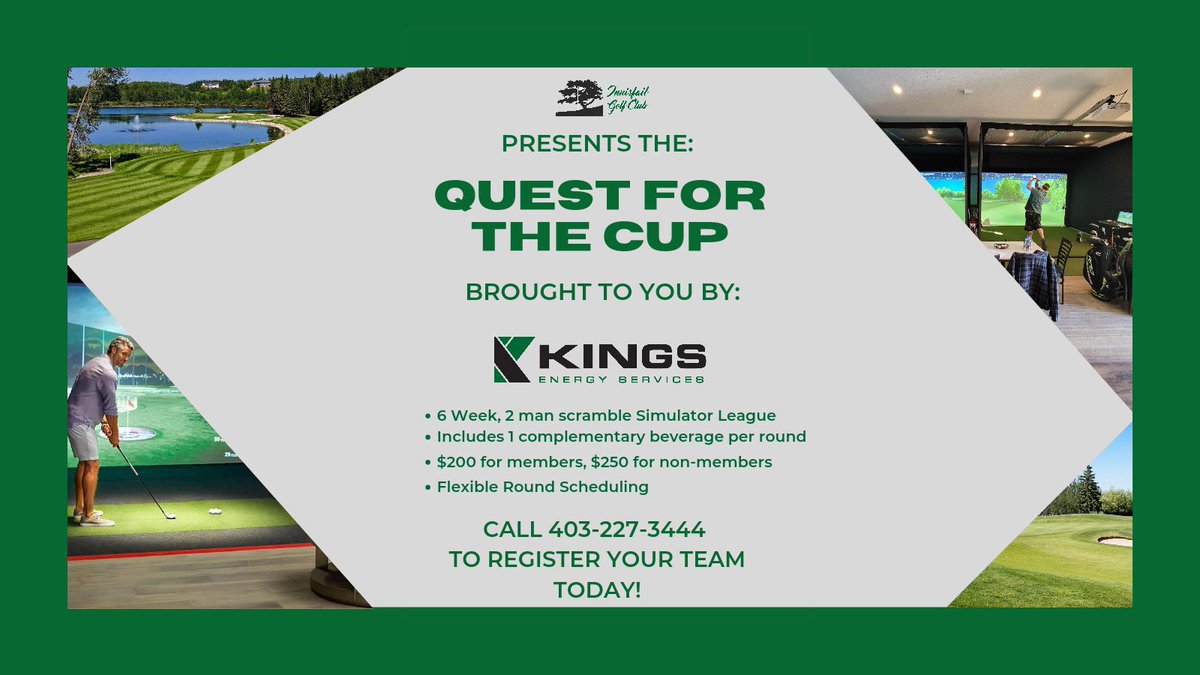 Join us in our "Quest for the Cup" simulator league, brought to you by @kingsenergyservices! 

There is no better way to enjoy golf in the off-season! 

Give us a call at the shop to sign-up today!

#experienceigc #wintergolf #foresightgchawk #betterwithfriends