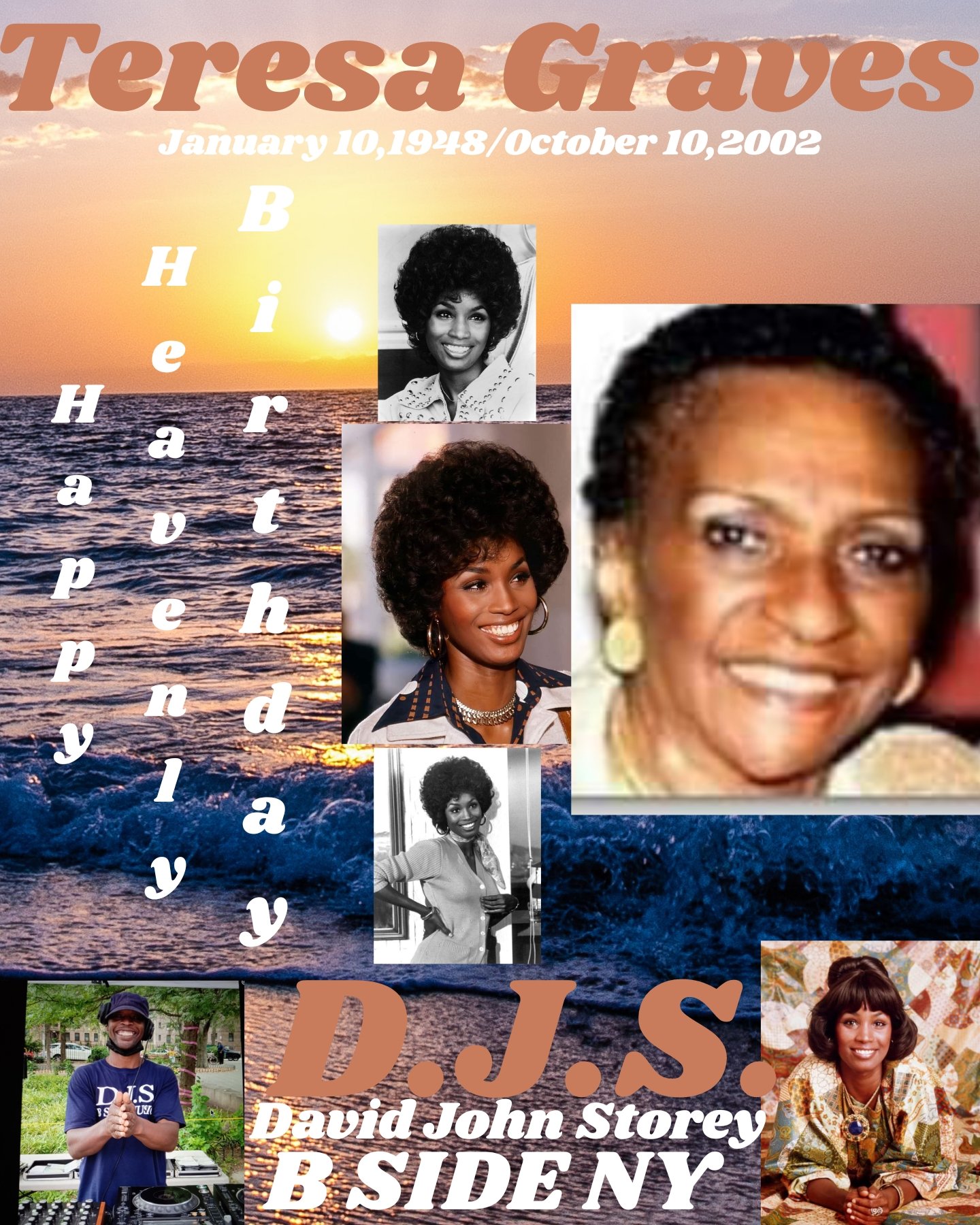 I(D.J.S.) taking time to say Happy Heavenly Birthday to Actress \"TERESA GRAVES\"(Christie Love)!!!!! 