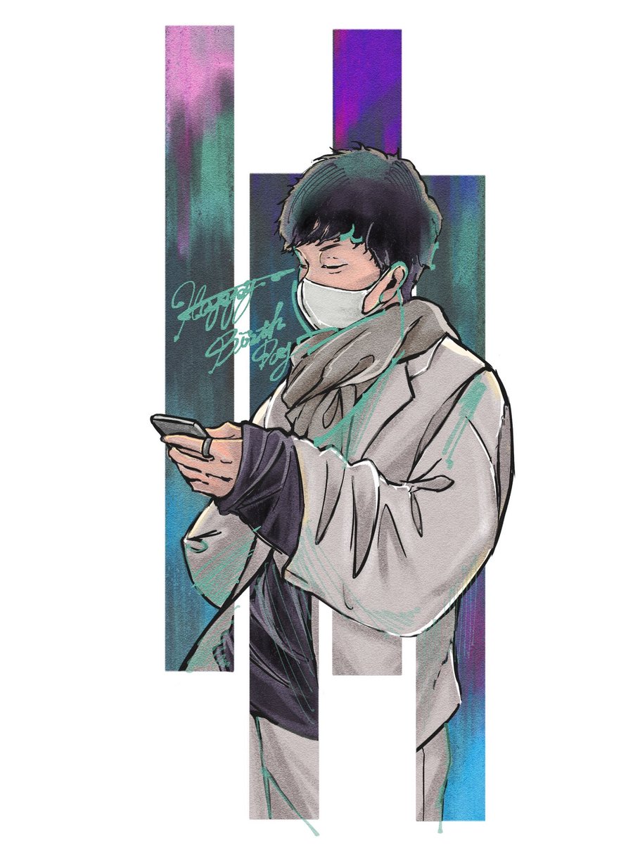 Ya3434Ya's tweet photo. 誕生日です。
24歳は変化の年にする。

これは大天才の大親友が描いてくれた絵です。カッコいいですね。
@arata_mtk28 https://t.co/k4pOSGzeF8