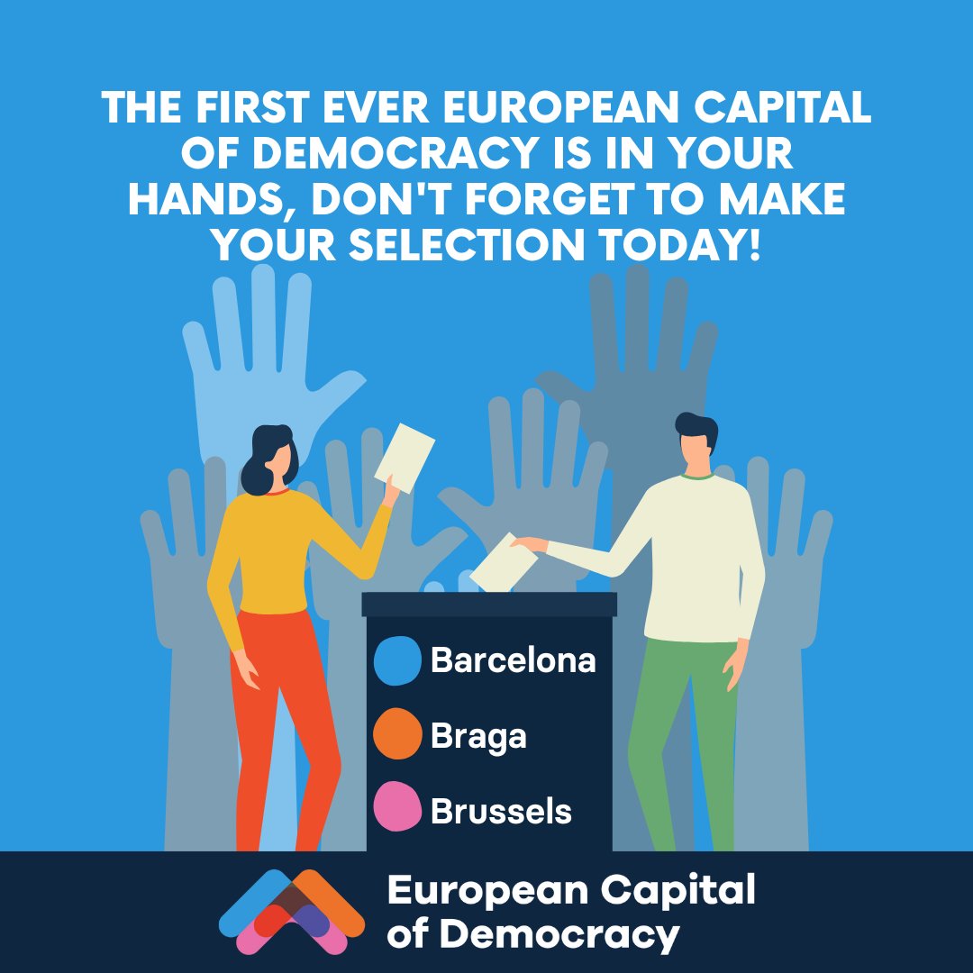 The fate of #democracy is in your hands! Which city will YOU choose to become the first-ever #ECoD? The deadline to make your selection is midnight on 15.01.23. #european #capital #democracy #barcelona #spain #braga #portugal #brussels #belgium