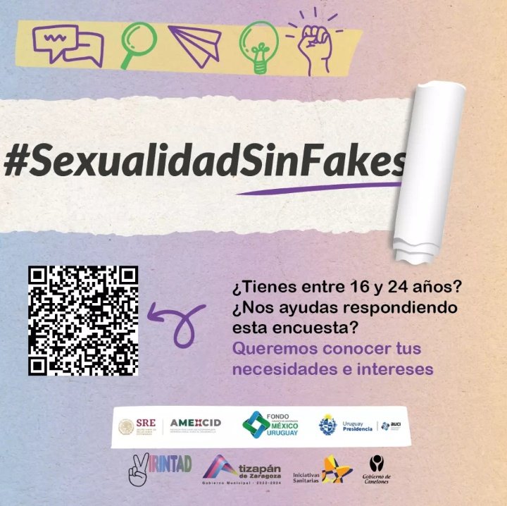 virintad's tweet photo. Si tienes entre 16 y 24 años ¡queremos saber tu opinión! Desde el proyecto #SexualidadSinFakes queremos conocer las necesidades e intereses de adolescentes y jóvenes para planificar actividades que resulten útiles y atractivas, ¿nos ayudas compartiendo? 👉 https://t.co/9lrPs2kxRr https://t.co/IXRITu7fWX
