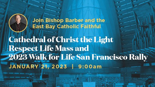 Join Bishop Michael C. Barber, SJ for the #RespectLifeMass on January 21st, then head to the San Francisco #WalkforLife Rally with your parish! Find all the details: oakdiocese.org/respect-life-m… #RespectLife #WalkforLifeWestCoast #EastBayCatholics #OAKCatholics