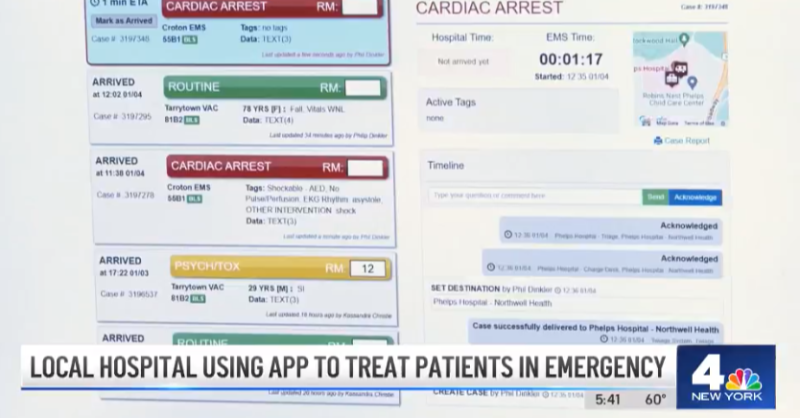phelpshospital's tweet photo. @NBCNewYork met with our ED team to learn more about how EMS personnel will accelerate #emergencycare using the @TwiageMed app. They can now communicate vital information, real-time data, and images with medical staff to make sure they are prepared for every emergency patient.