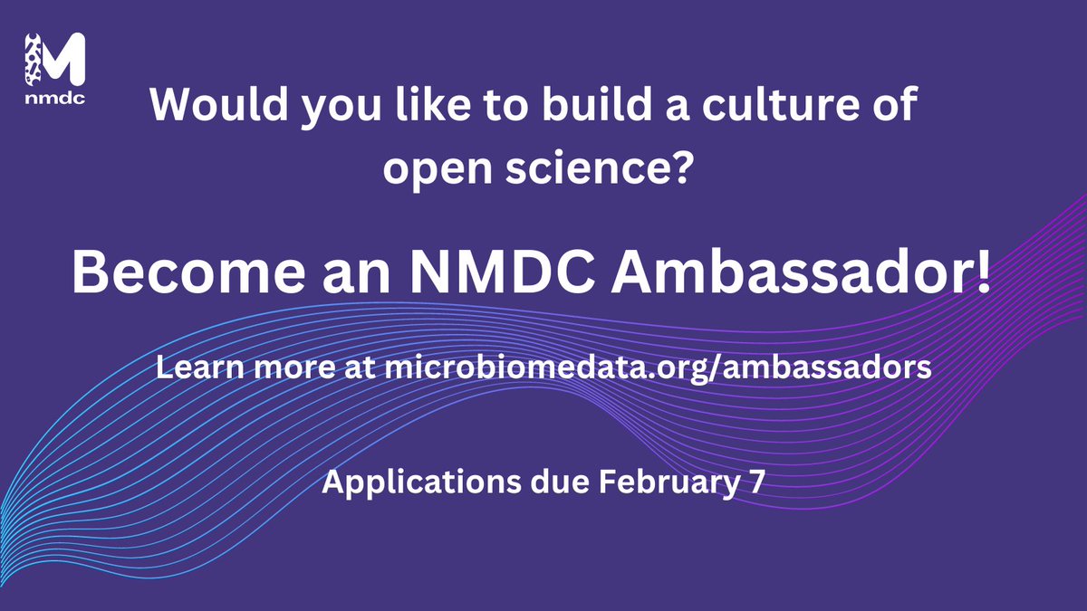 MicrobiomeData's tweet photo. Are you passionate about creating a culture of open-science? Eager to dive into #microbiome #data best practices? Apply now to be a 2023 NMDC Ambassador! https://t.co/oaf2WXVwdT https://t.co/AZwrggfX8G