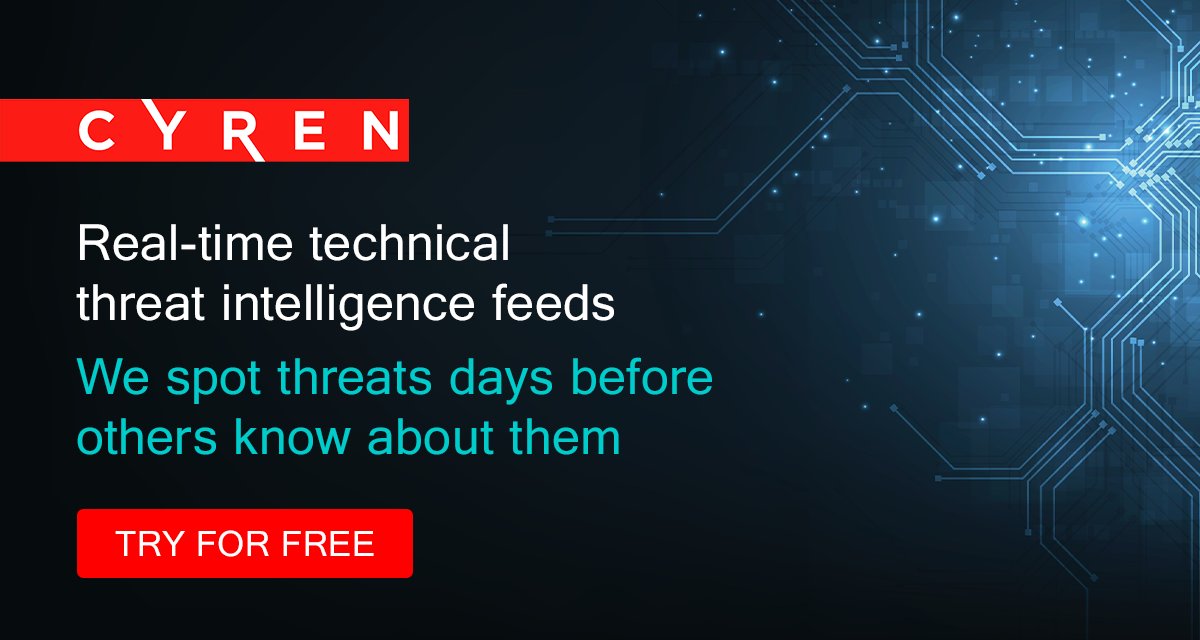 Cyren's unique and fresh threat intelligence is gathered by analyzing, processing, and correlating billions of daily transactions across email content, suspicious files, and web traffic to provide timely and accurate insights. Try free for 30 days: bit.ly/3vO4mQ8