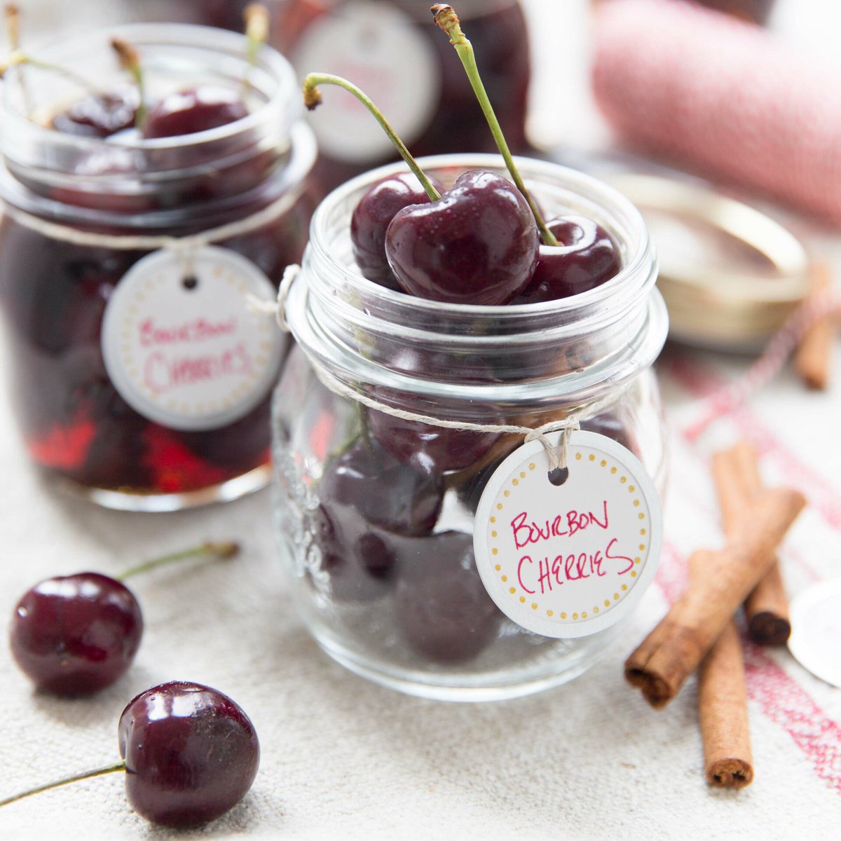 YUMMY.... bourbon cherries! They make a delicious addition to any festive cocktail and are wonderful served over a bowl of vanilla ice cream. Make a double batch so you can give some away over the holidays too!
