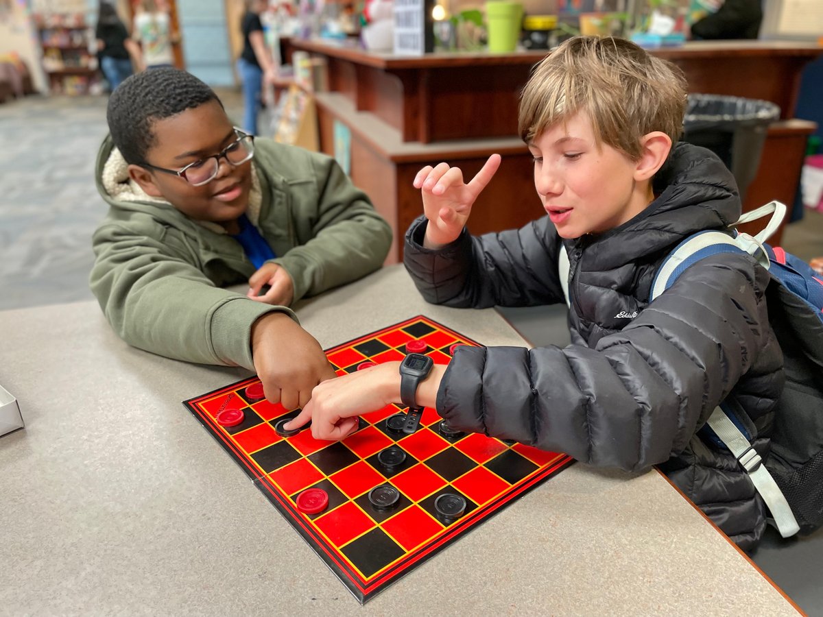 HiRMS_library's tweet photo. When you get out a checkerboard one morning, be prepared to get out a checkerboard all the other mornings. 😆 Or be like us and show them where to get it themselves!

Want to join in? Come see us when you get here in the mornings, and you can play until 8:55! https://t.co/gotUfcWkfY