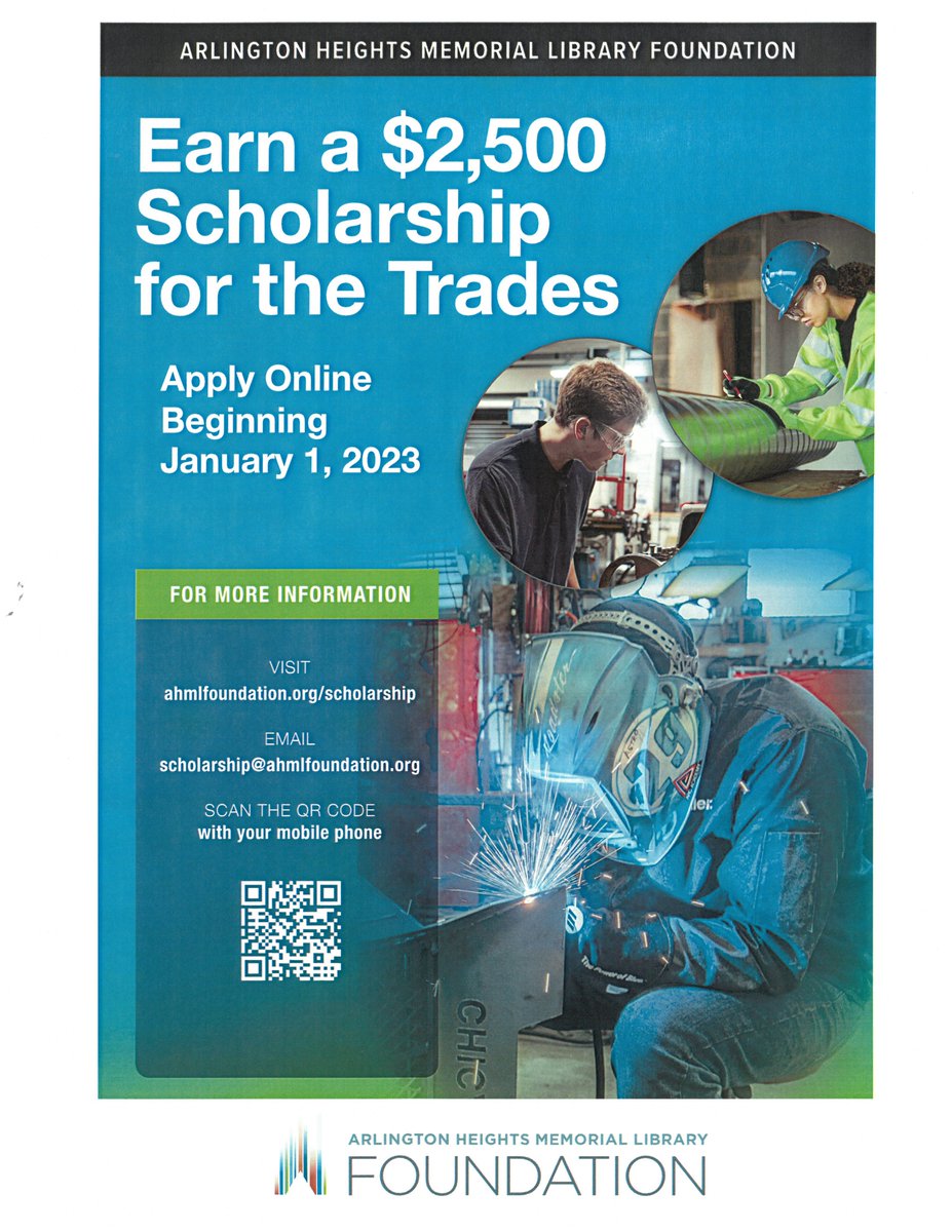LifeAfterHersey's tweet photo. Here is more information on the AHML Foundation Scholarship for students pursuing a trade! You must live in Arlington Heights:

https://t.co/aiSgF5PKHu https://t.co/vy4U0NA46F