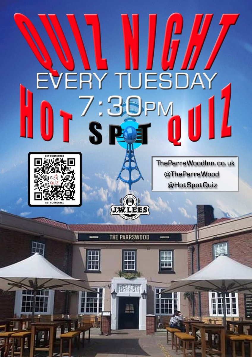 TUESDAY is <a href="/TheParrsWood/">The Parrs Wood</a> <a href="/HotSpotQuiz/">Hot Spot Quiz 1.4k</a> Night
Powered by <a href="/SpeedQuizzing/">SpeedQuizzing</a>
It's the "Big Fact Quiz of 2022"
It's FREE &amp; starts at 7:30pm
#DidsburyQuiz #PubQuiz #SpeedQuizzing
"Who Will Win???" on Play Your Cards Right ♥️♠️♦️♣️ #PYCR
Sponsored by...
👉 @LynxTaxis 🚖
👉 @TransamTv 📡