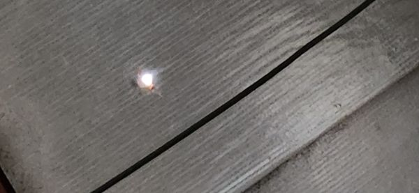 kcpolice's tweet photo. Why is there a hole in our roof? Because someone shot their gun into the air to celebrate the New Year. Their bullet landed just feet from our helicopter. We know this happened to others too.

Pass it along: never celebrate with firearms. https://t.co/Anu6PD8nNU