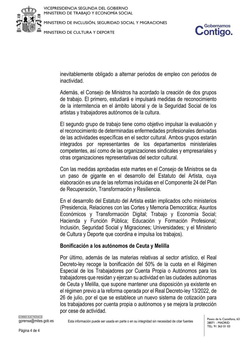 📍 “Se aprueba la primera prestación especial por desempleo para el sector cultural y artístico”

👇🏾👇🏾👇🏾👇🏾👇🏾👇🏾

inclusion.gob.es/web/guest/w/el…