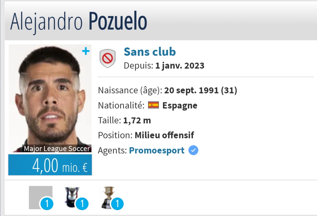 Au fait, Alejandro Pozuelo est libre de tout contrat. Si seulement un club belge le ramenait en Pro League. 31 ans, encore beaucoup à donner au football.