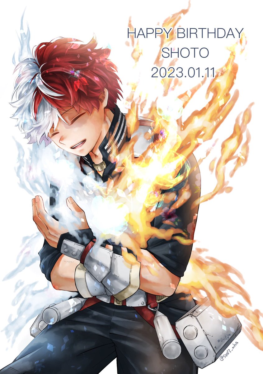 todoroki shouto burn scar 1boy happy birthday red hair male focus fire dated  illustration images