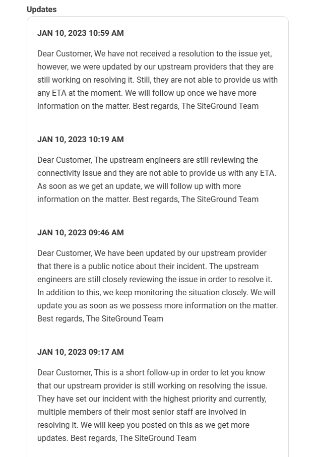 Shucker's tweet photo. For those not able to access their @siteground control panel to see the updates, here's their most recent post. https://t.co/jGoTyO1LHK