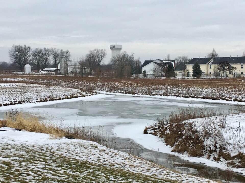 Love the swirling ice in the pond, photo by me.  #swirling #ice #WinterStorm #winter #outmybackdoorbydenise #Ohio #Midwest #PondMakeMeSmile #pond #rural #countrylife #country #oldfarmhouse #farmhouse #frozen #isitspringyet #watertower #ArtistOnTwitter #coldweather