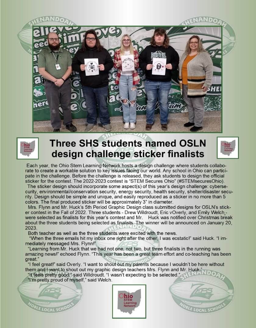 NobleLocal_SD's tweet photo. Three SHS students have been selected as OSLN design challenge sticker finalists! 💥💥💥 https://t.co/gw9Ji2qVNf