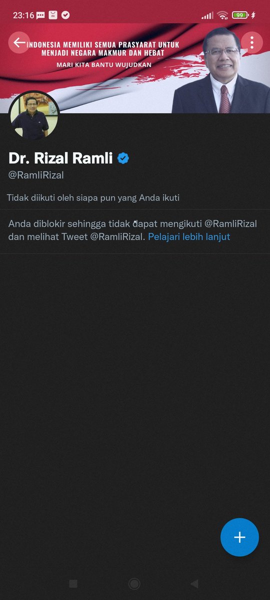 Wahahaha kebagian juga gue, diblokir sama rizalramli wkwkwk, gmn coment netizen??? #diblokir #rizalramli #kadrun #cebong #kampret #TheLastOfUs #TwitterFiles #presiden #deprem