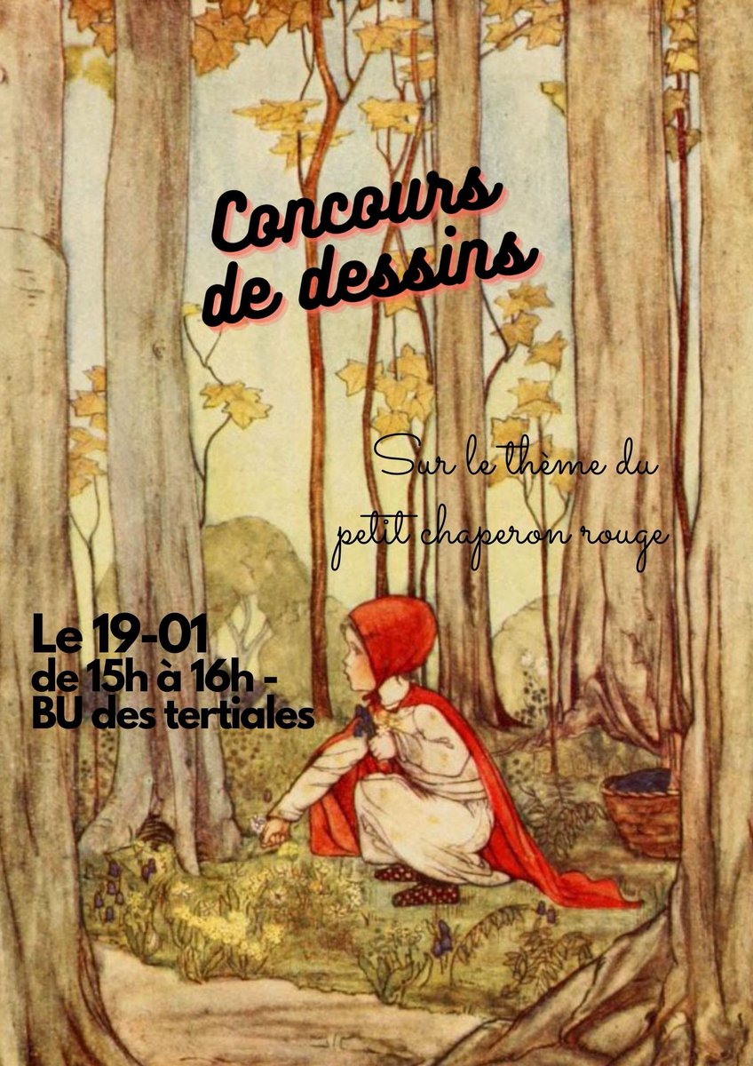 DocUp_UPHF's tweet photo. Dans le cadre de la nuit de la lecture ayant pour thème cette année la #peur, le service culturel vous propose de participer à deux concours autour du conte Le petit chaperon rouge.

Toutes les infos dans ce thread ⤵️ https://t.co/3IoFD5AlVR