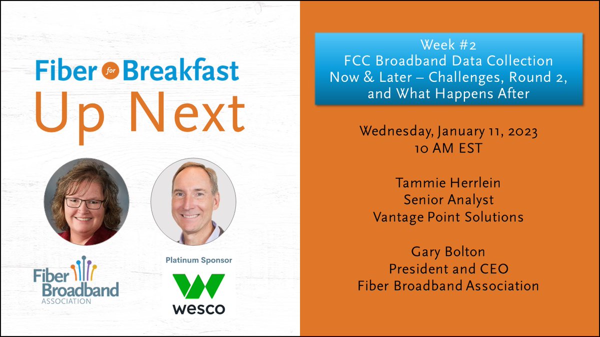 Vantage_Pnt's tweet photo. Join Tammie Herrlein and Gary Bolton tomorrow at 10 a.m. EST as they discuss FCC Broadband Data Collection Now & Later - Challenges, Round 2, and What Happens After.
Register here: https://t.co/NxERgOT1Rc
#Broadband #BDC #BroadbandDataCollection https://t.co/7bDBXVIrry