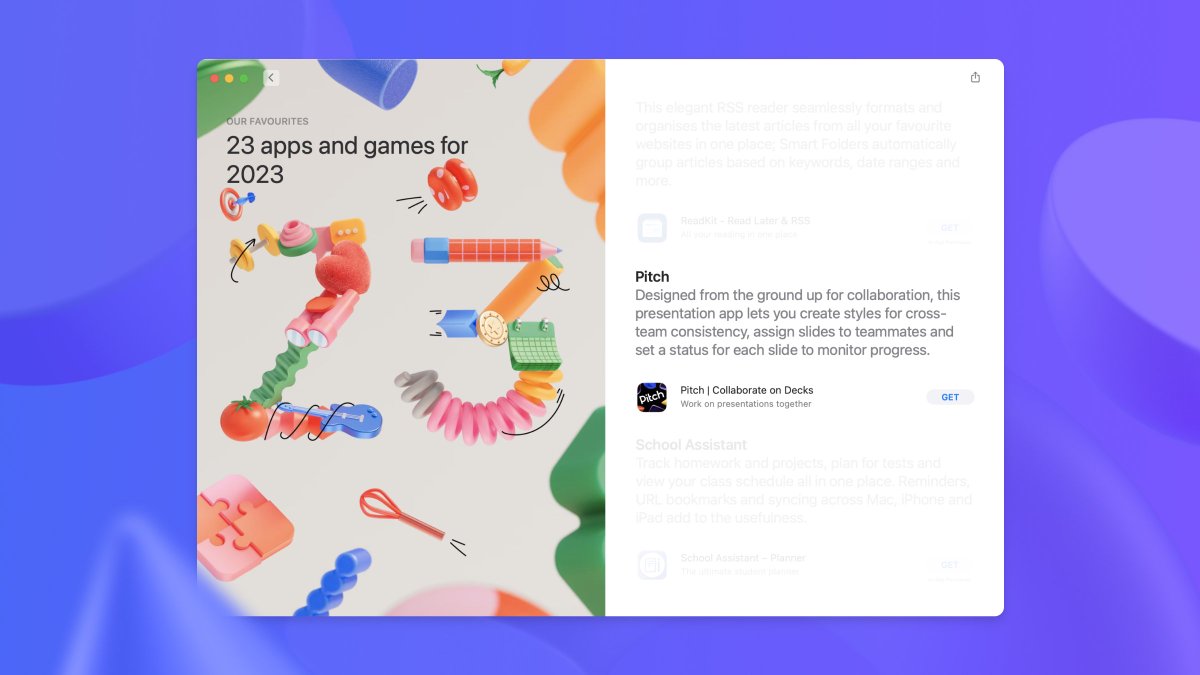 Pitch's tweet photo. Honored to be on @Apple’s list of the top 23 apps for 2023. 🍎

Here’s to a new year of fruitful collaboration and stunning presentations! https://t.co/7G8B0bX3ye