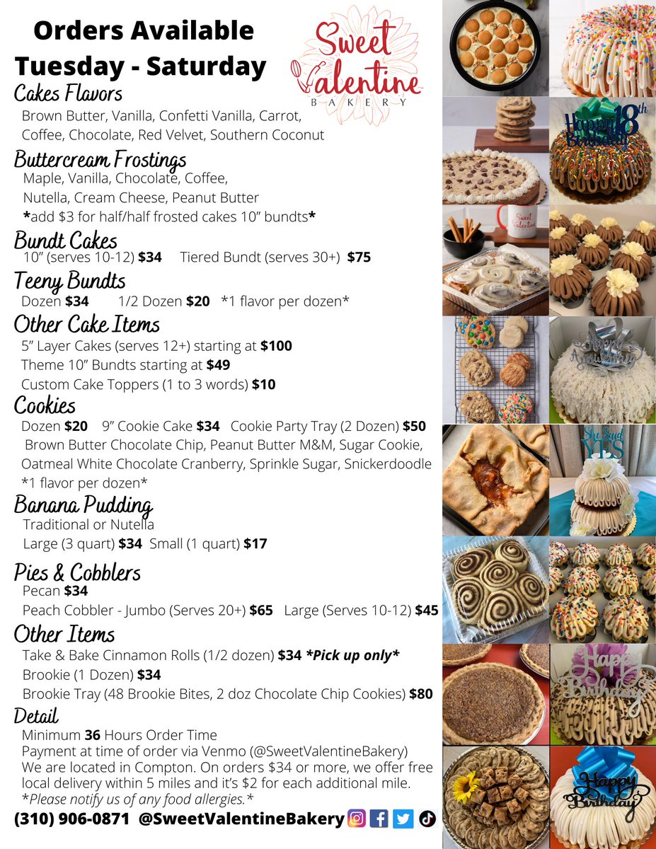 SweetValentineB's tweet photo. 🌻 Sweet Valentine Menu 🌻
.
We love to share sweet treats with good people. 🌻

#SweetValentineBakery https://t.co/EclxTIRGHA