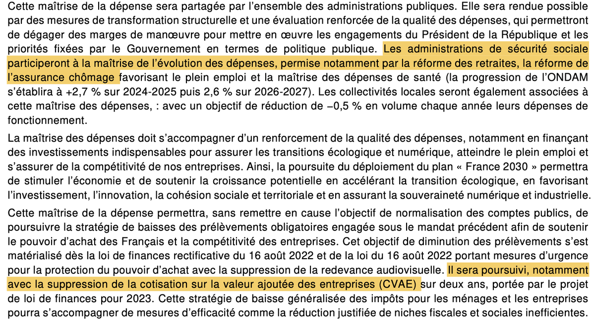 LouisBoyard's tweet photo. C'est écrit noir sur blanc : cette réforme a pour but de compenser la baisse des impôts pour les grandes entreprises et la suppression de la CVAE. 

PJLF 2023 - page 9 https://t.co/kCEo7Rhf5h