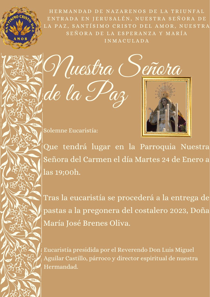 #ONOMÁSTICA Celebramo con gozo el día de Nuestra Señora de la  Paz.