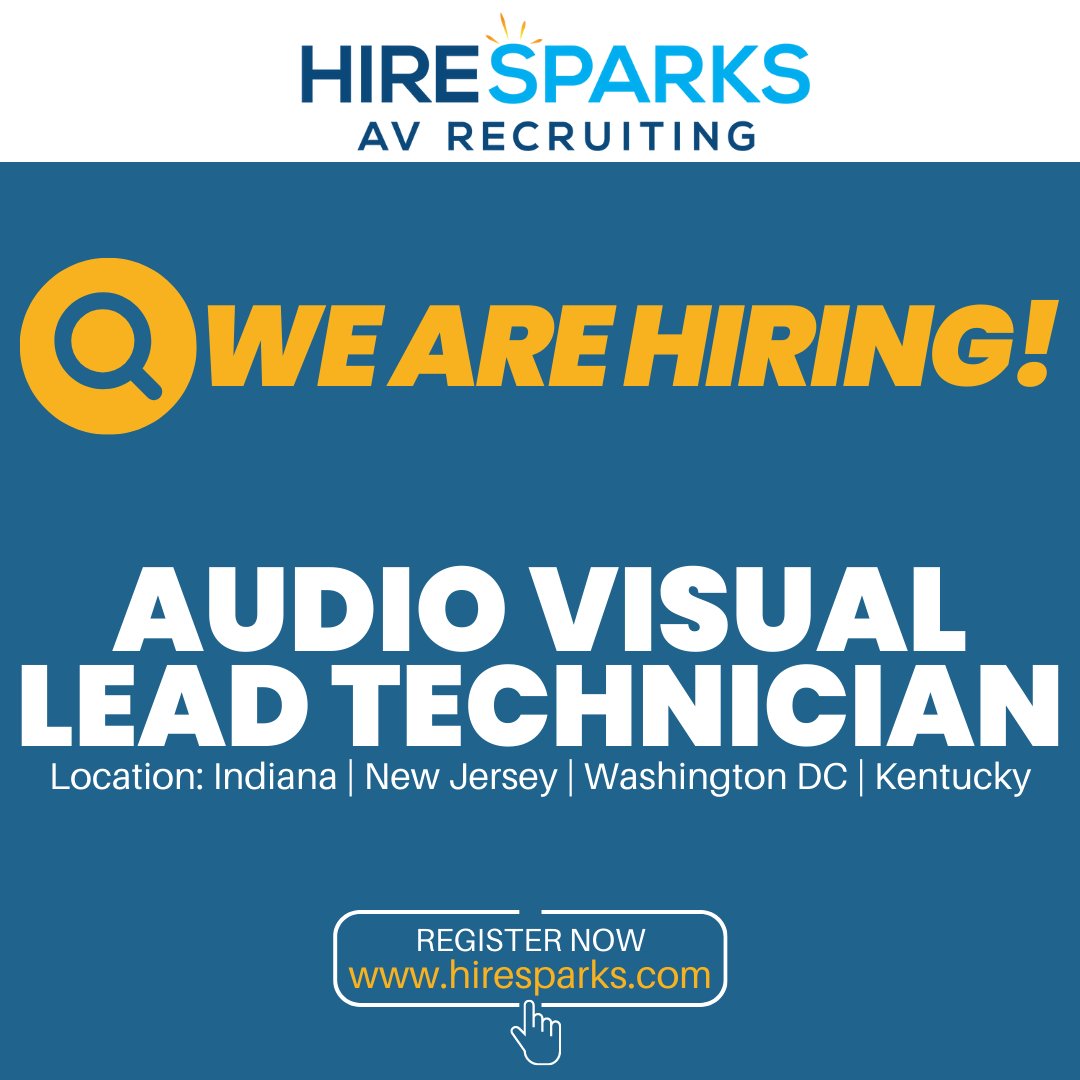 hiresparksAV's tweet image. WE&apos;RE HIRING**Audio Visual Lead Technician in DC / NJ / IN / KY for a Top Audiovisual Integrator. APPLY NOW!

Click this link to apply: bit.ly/findavjobs

#audiovisual #audiovisualsolutions #leadtech #lead #avtech #technician #Crestron #Extron #QSC #hiring #AV #HireSparks