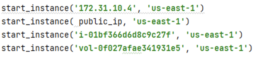 ScriptFreaks's tweet photo. Cloud Made Easy Module: We added support to make the module automatically know if you put in an instance id, volume id, public IP, or private IP. Check out the screenshot below on how to code the module to start an instance. 

#aws #boto3 #python #cloudmadeeasy https://t.co/xbuuUYisuc