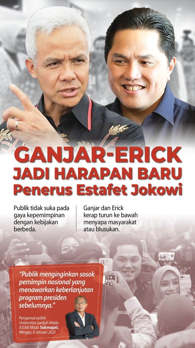 HARAPAN BARU it bernama <a href="/ganjarpranowo/">Ganjar Pranowo</a> <a href="/erickthohir/">Erick Thohir</a> 

Jk kita mencintai Jokowi.
Jk Kita ingin Pembangunan yg dkerjakan oleh JKW trs Berlanjut, Pilih Org yg Memiliki Visi Misi yg sma dgn JKW, bkn Antitesa JKW.

GP-ET adlh 2 tokoh yg memiliki Visi Misi sm dgn JKW
#BangkitBersamaET