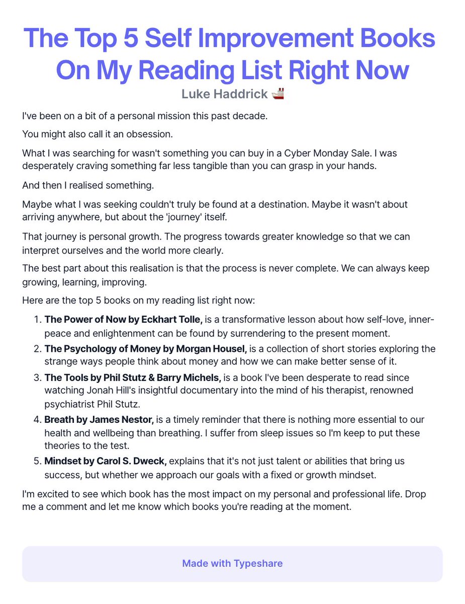 The Top 5 Self Improvement Books On My Reading List Right Now