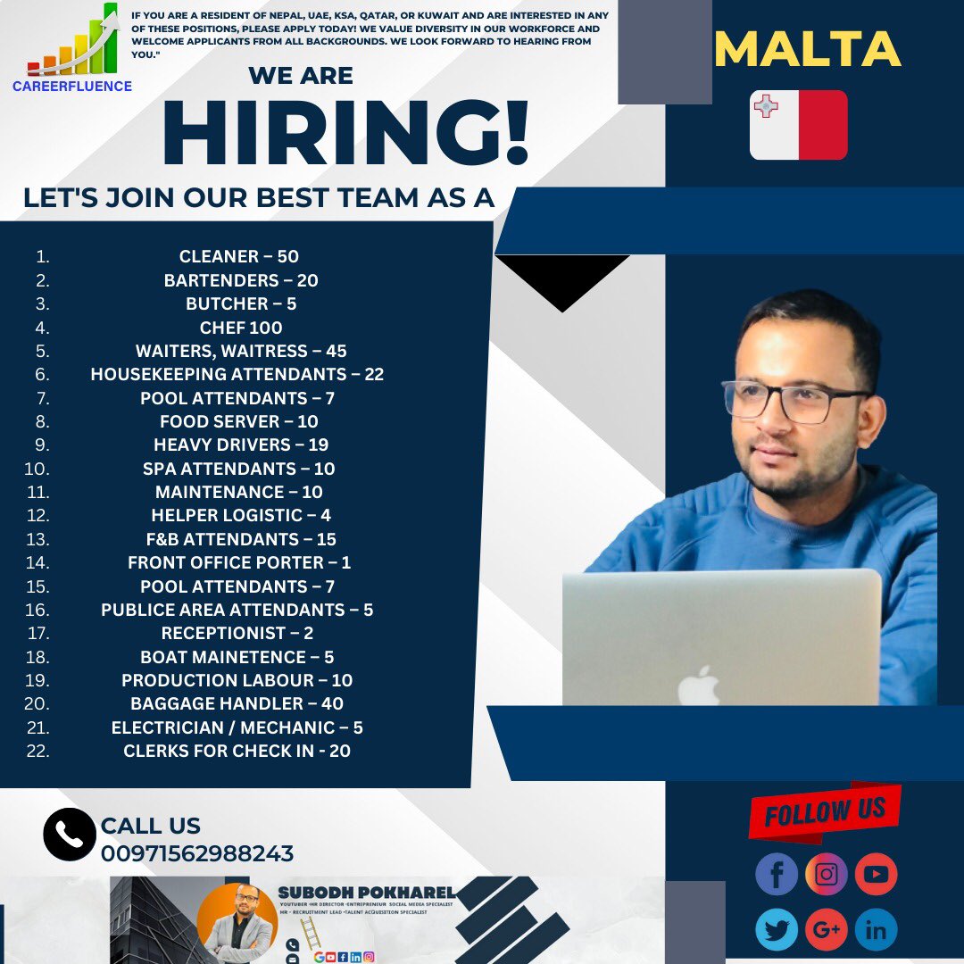 We’re hiring.                                                   #subodhpokharel #malta