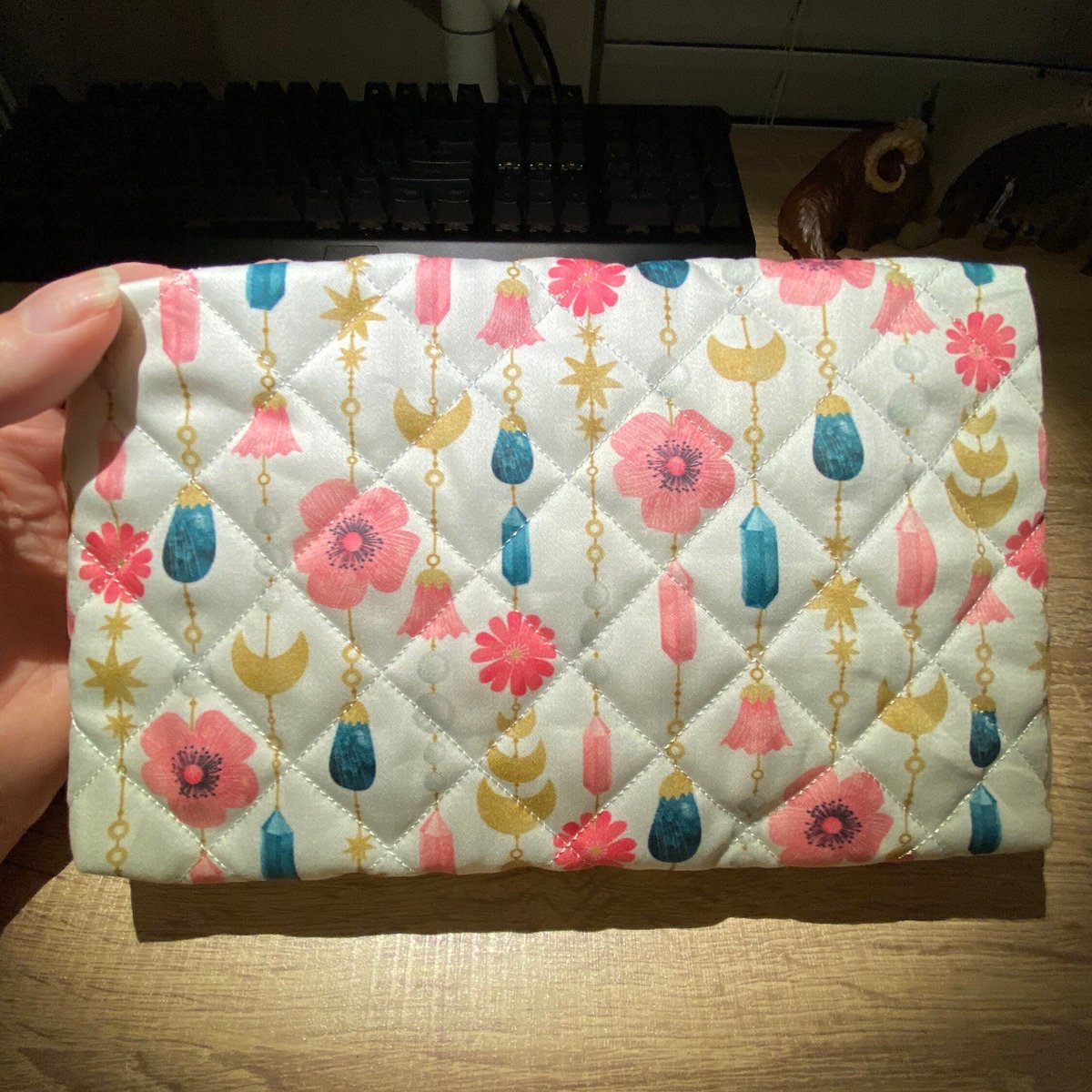 Excited to share the latest addition to my #etsy shop: Continuous Floral Moon Quilted Make Up Bag Bridesmaid Gift etsy.me/3GsgH1f #pink #yellow #floral #zipperbag #madetoorder #celestial #bridesmaidgift #makeupbag #quiltedbag