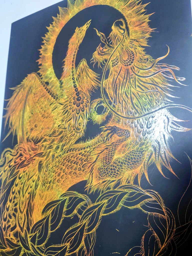 赤絵細描風アート「鳳凰図」イラスト原画 赤絵細描風アート「鳳凰図」イラスト原画