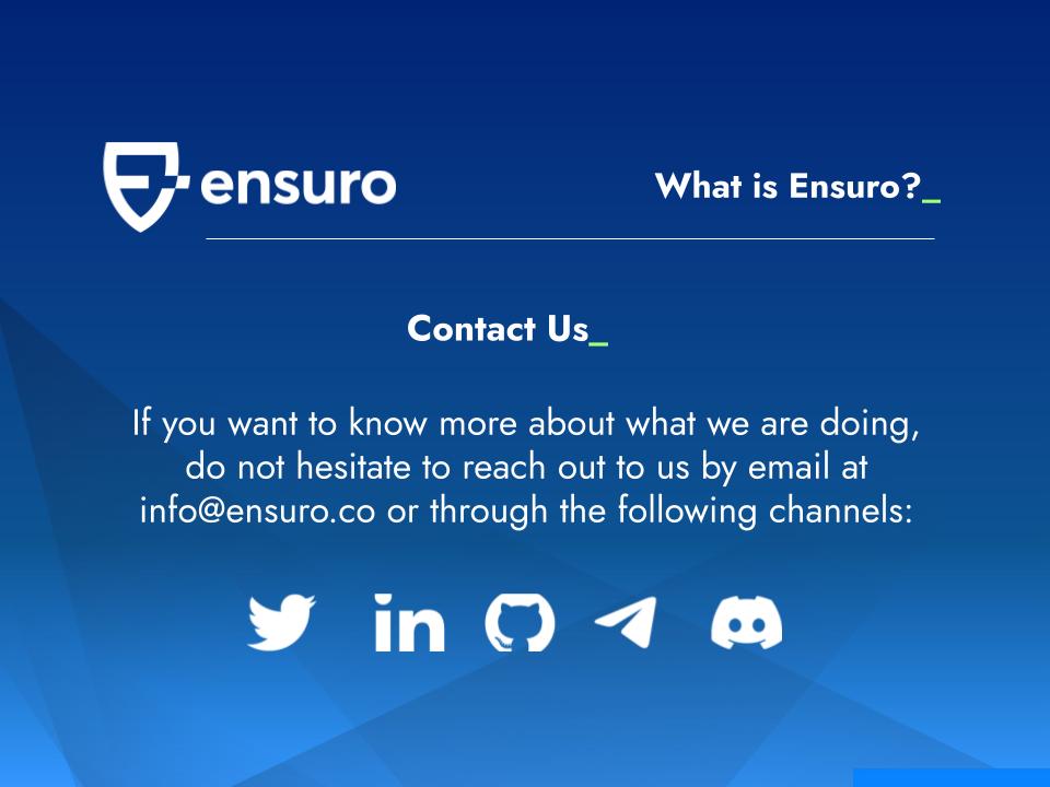 MarioDTabares's tweet photo. (2/3) If you want to know more about what we are doing, do not hesitate to reach out to us by email at info@ensuro.co or through the following channels:
 Web | Linkedin | Twitter | Discord | Telegram | Github https://t.co/yMpYr4bQQ4