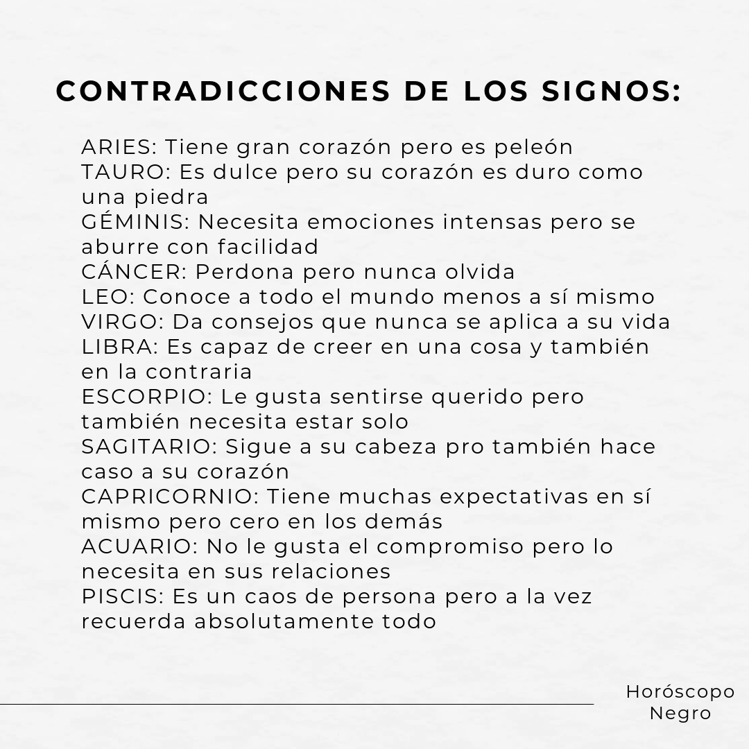 horoscoponegro's tweet photo. Contradicciones de los signos del Zodiaco 🔮 https://t.co/637fEadwcN