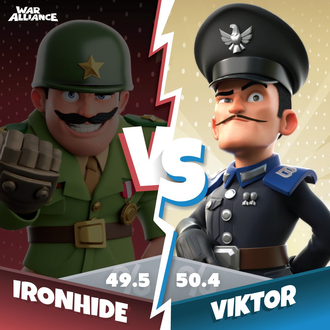 So which Hero had the higher win % this past weekend? Viktor! Congrats to everyone who picked correctly and all prizes will be awarded later this week :D

#VersusChallenge #WarAlliance #CloseCall #BringinDaBoom
